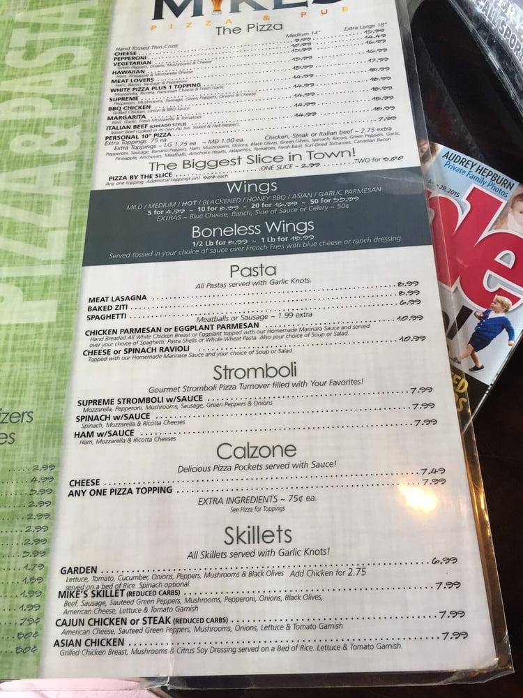 Menu at Mike's Pizza and Pub, Largo