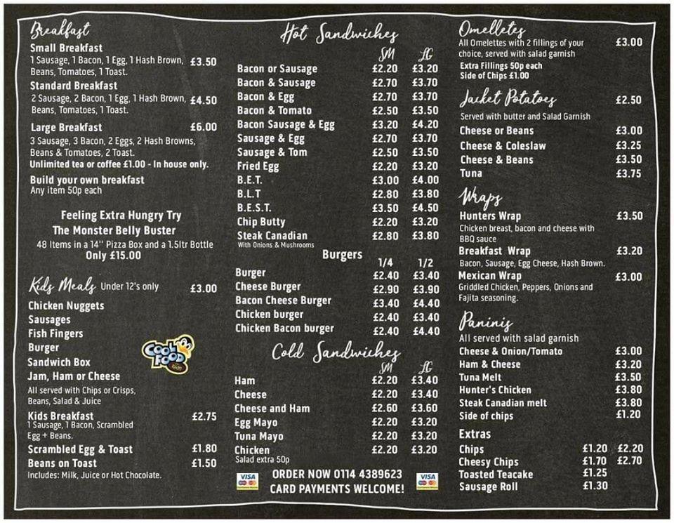 Menu at Cafe Fusion Foods, Sheffield