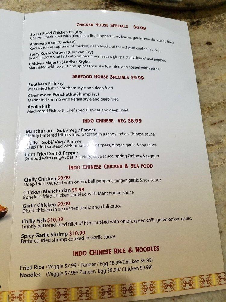 Menu at Podi dosa restaurant, Artesia