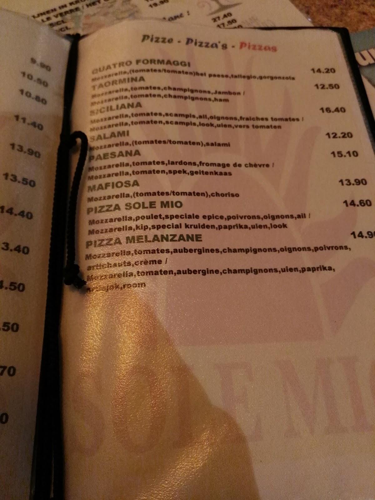 Speisekarte von Sole mio ( italian restaurant ), Koksijde