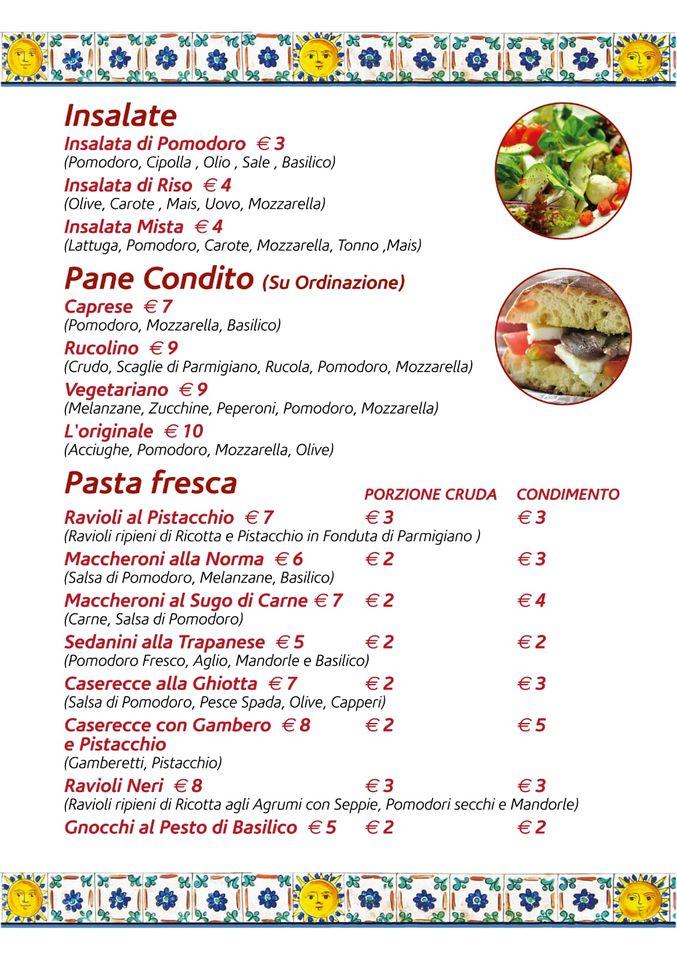 Menu at Trattoria Don Ciccio restaurant, Taormina