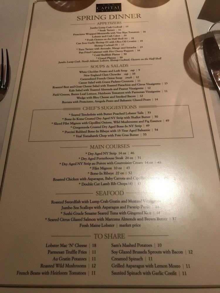 Menu At The Capital Grille Pub & Bar, Cincinnati