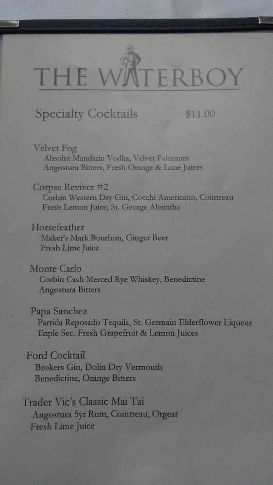 Menu at The Waterboy pub & bar, Sacramento