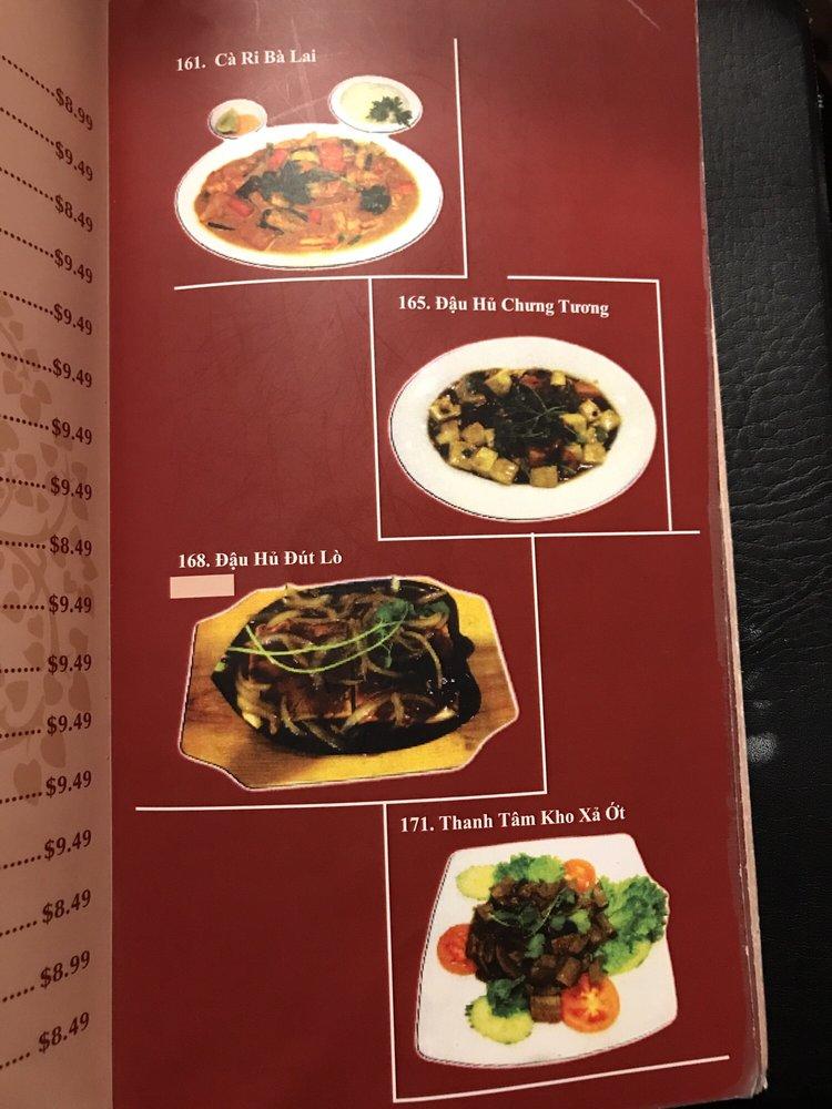 Menu at Bồ Đề Tịnh Tâm Chay restaurant, Westminster