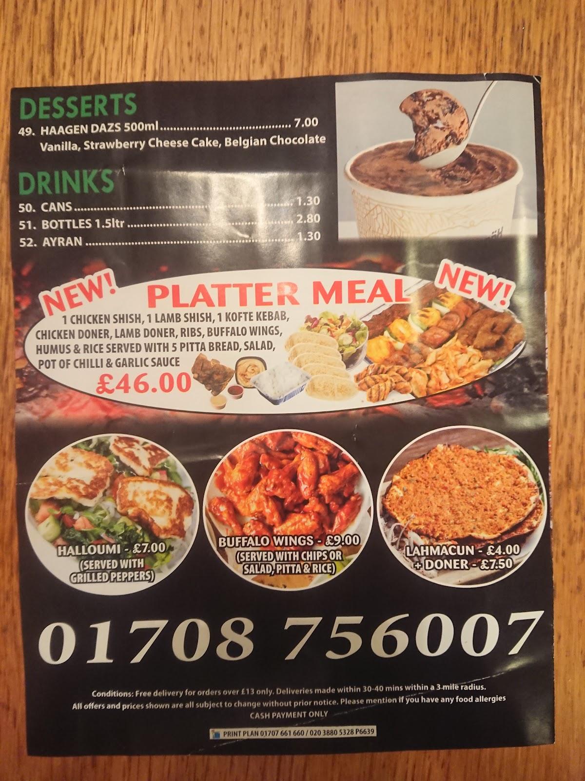 Menu at Charcoal Grill fast food, Romford, 11 Collier Row Rd