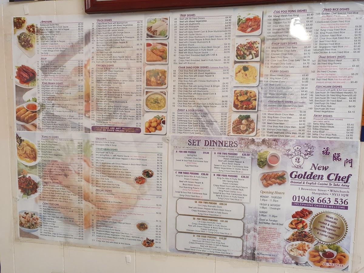 Menu at New Golden Chef fast food, Whitchurch