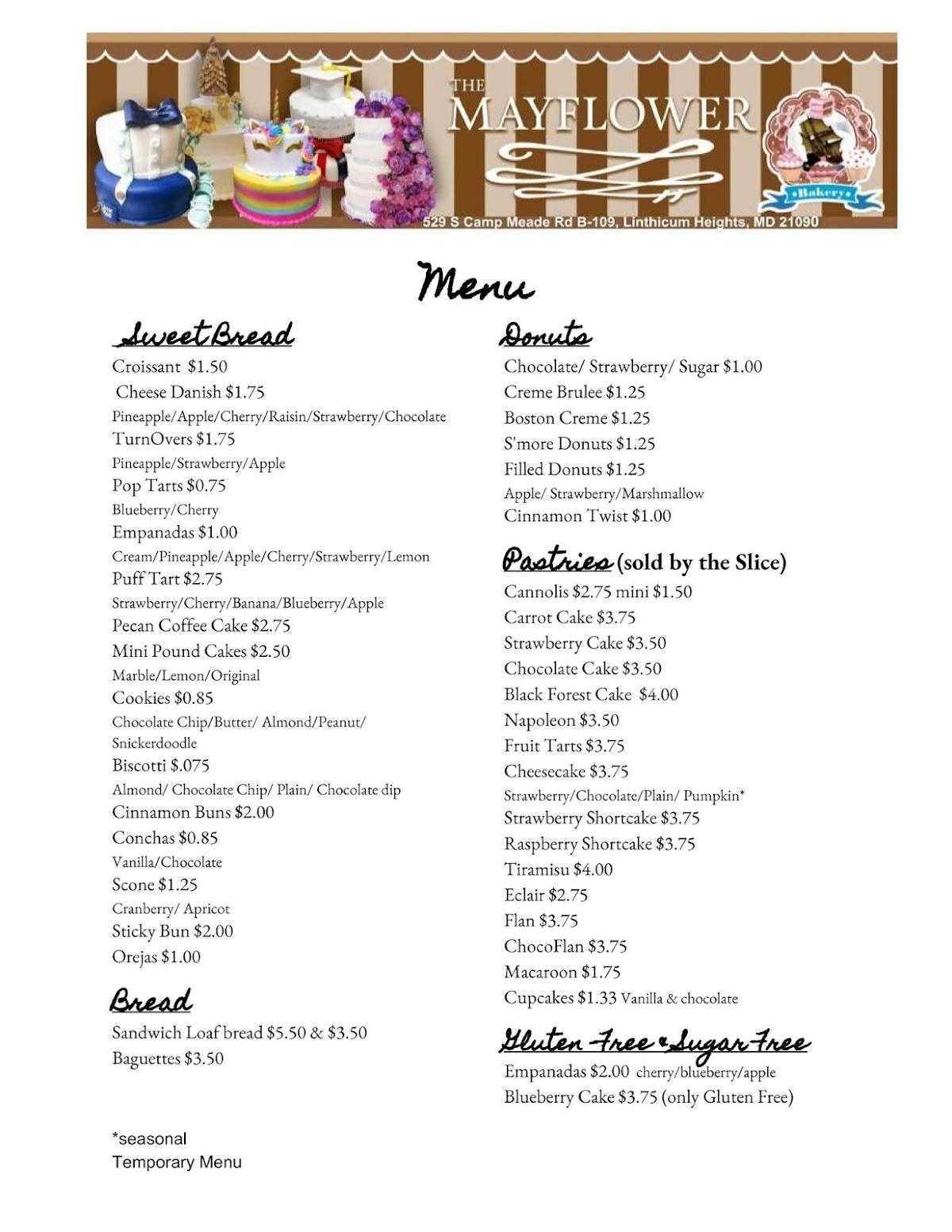 Menu at The Mayflower Bakery (La Flor De Mayo ), Linthicum Heights