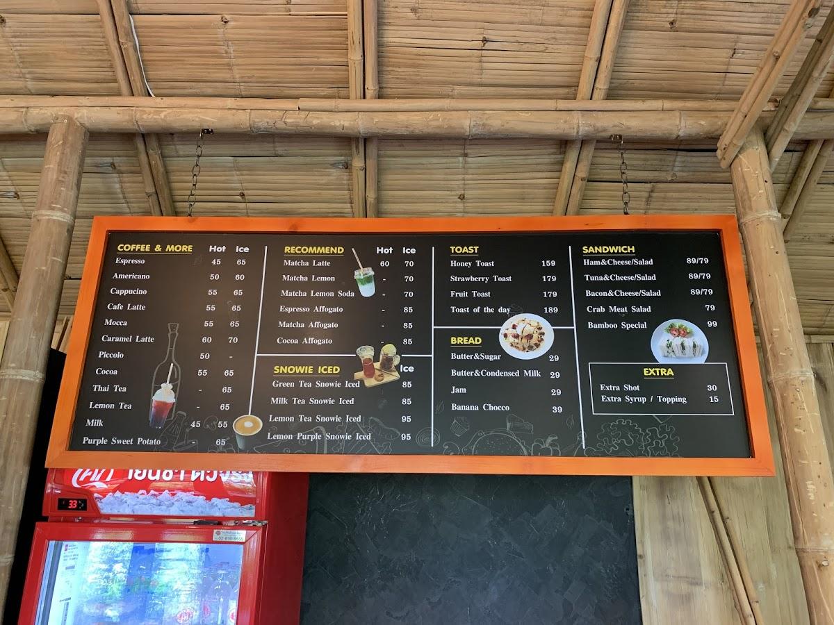 Menu at Bamboo De Cafe, Bangkok