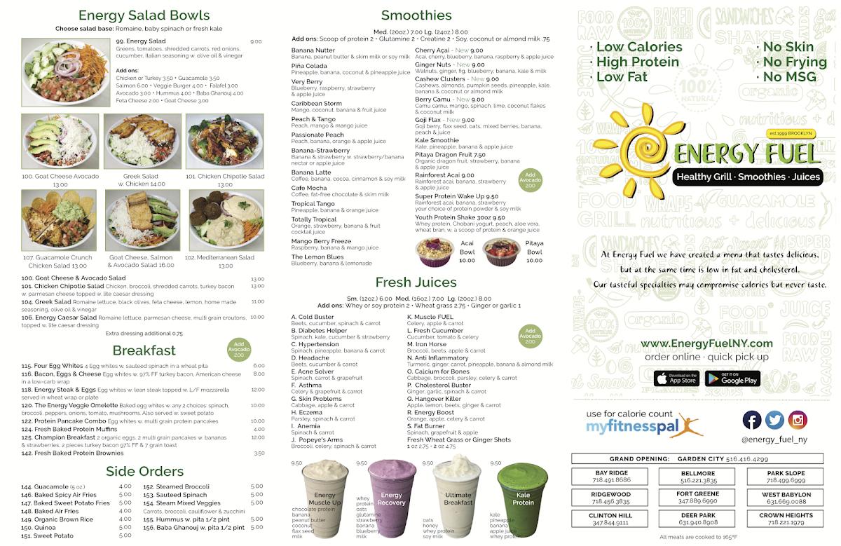 Carta del pub y bar Energy Fuel, Garden City