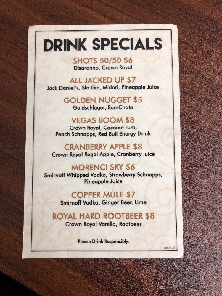 Menu at The Miner’s Diner & Bar, Morenci