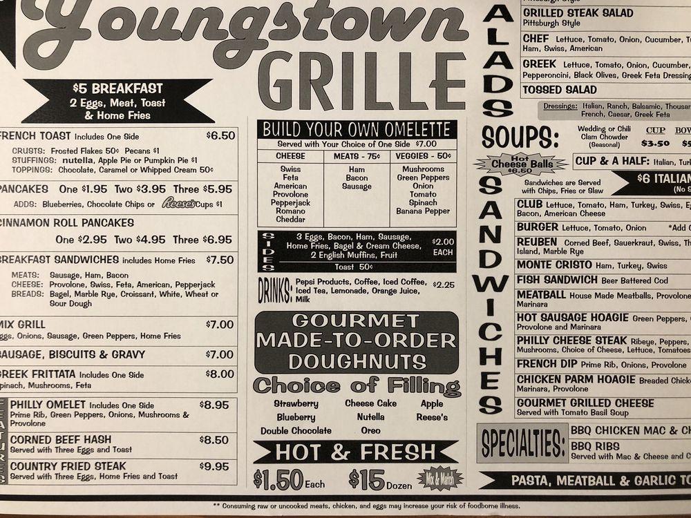 Menu at Youngstown Grille restaurant, Youngstown