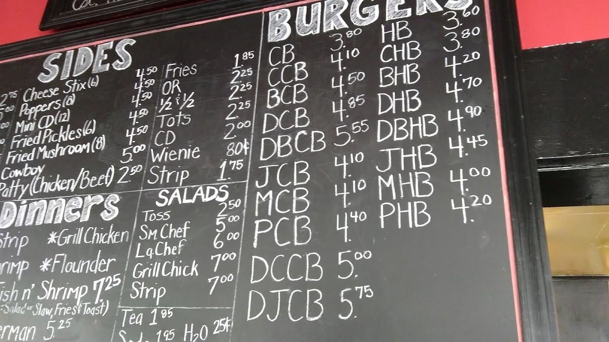 Menu at Johnny's Cheeseburger House restaurant, Six