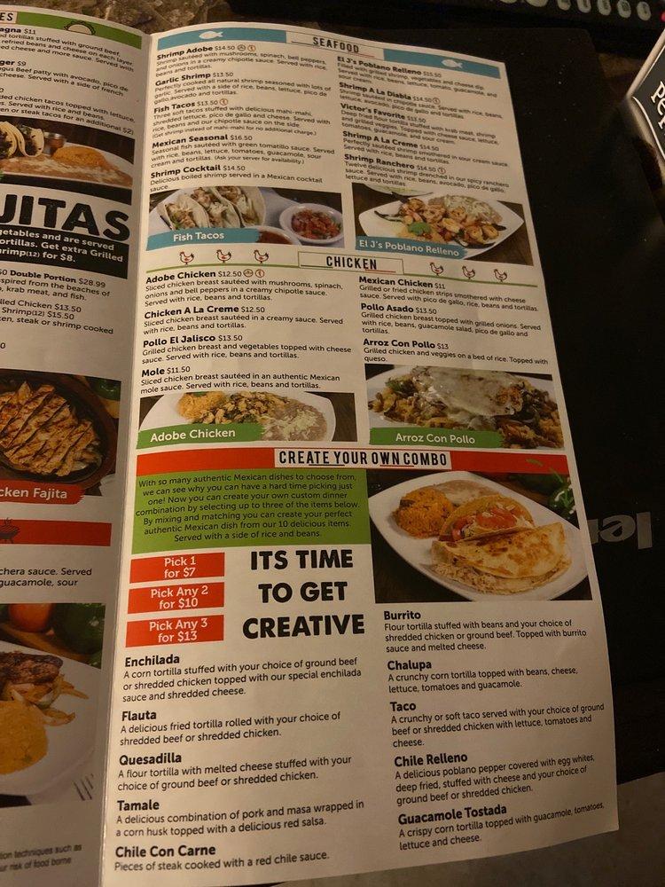 Menu at El Jalisco Monroe restaurant, Tallahassee, N Monroe St