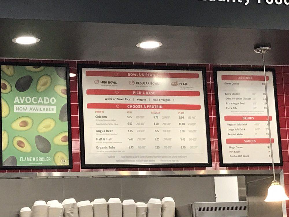 Menu at Flame Broiler, Bakersfield fast food, Bakersfield, Brimhall Rd