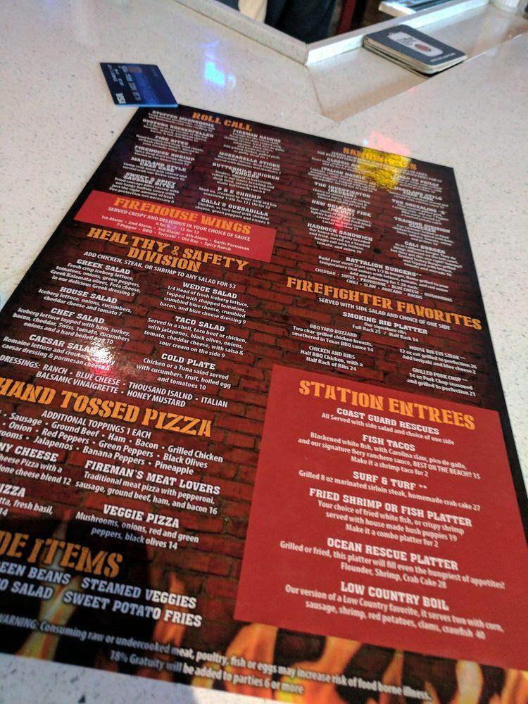 Menu at Calli Baker's Firehouse & Grill pub & bar, Myrtle Beach, 910