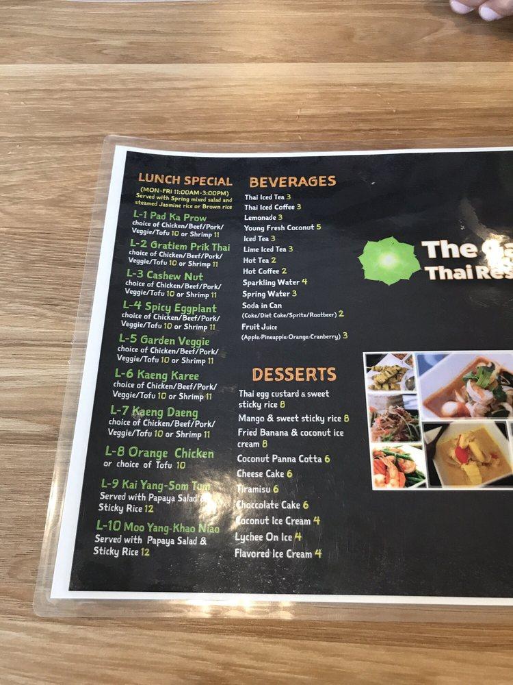 Menu at The Garden Thai Restaurant, Manhattan Beach