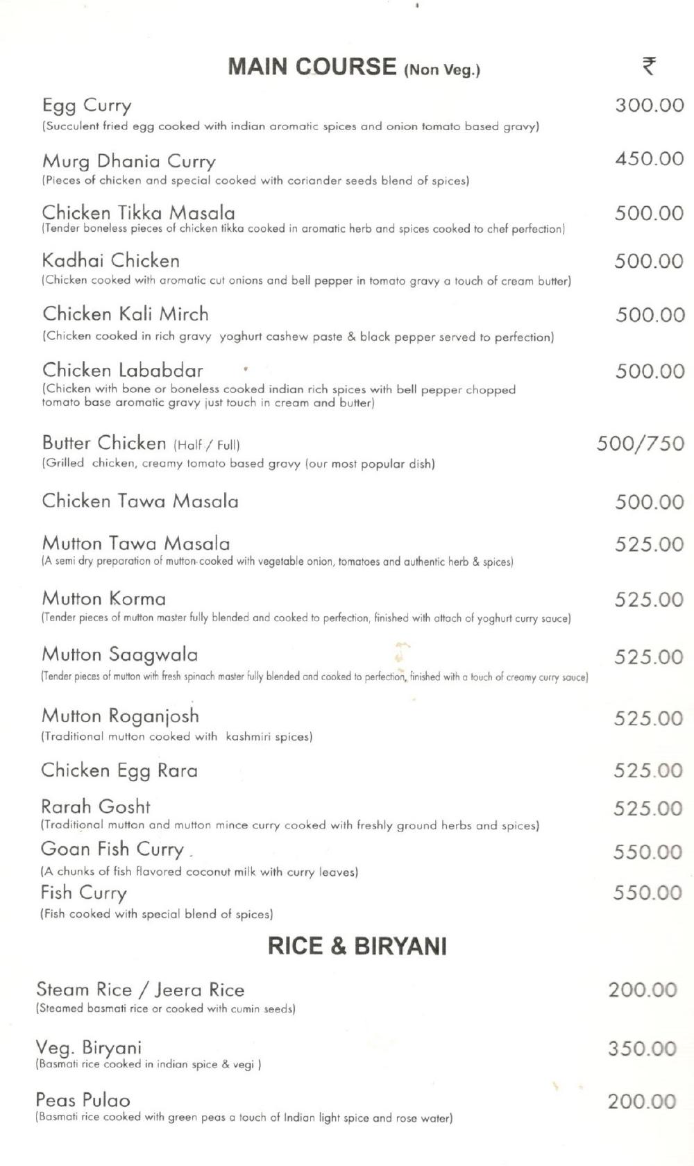 Menu at The Curry Leaf, Hotel Millennium, Faridabad, Plot 67