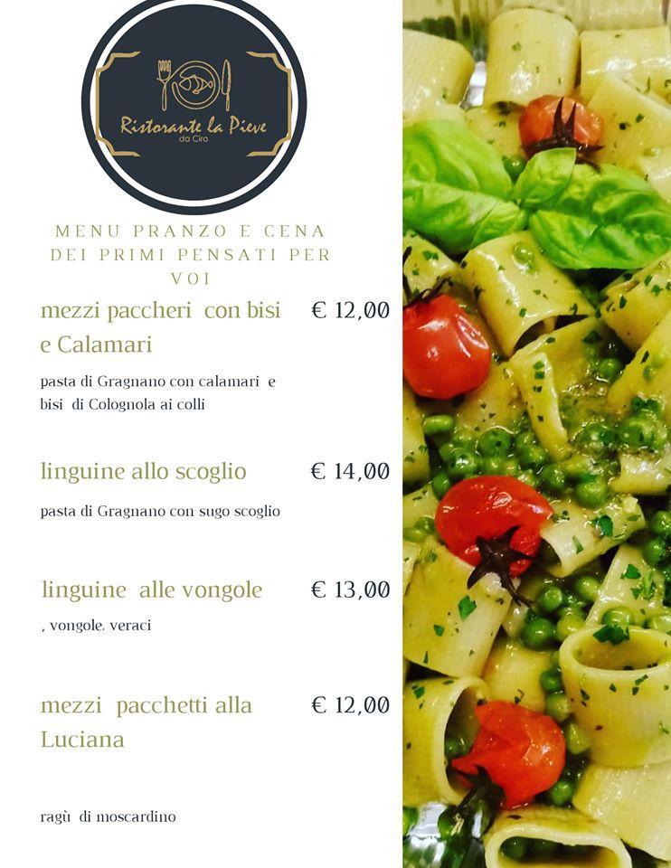 Menu da Ristorante la pieve da Ciro Colognola Ai Colli