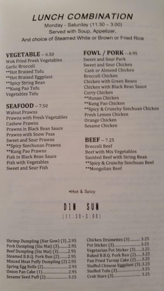 Menu at Canton restaurant, Petaluma