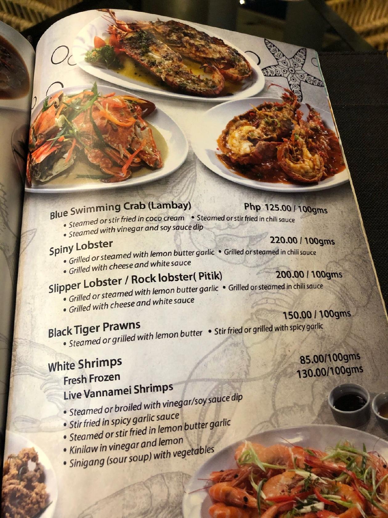 Menu at Fishes Seafood and Wine IL Corso restaurant, Cebu City