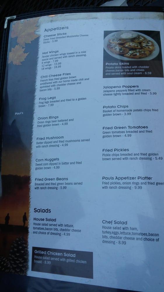 Menu at Paul's Family Restaurant, Cherokee
