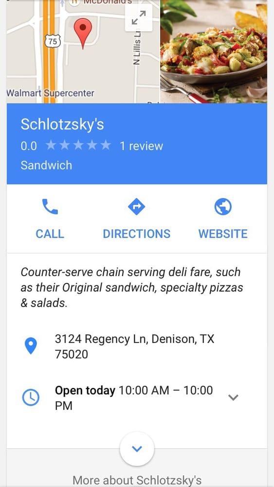 Menu at Schlotzsky's restaurant, Denison