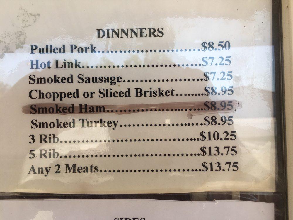 Menu at Bbq Barn, Minco