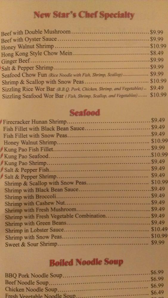 Menu at New Star Chinese Restaurant, Visalia