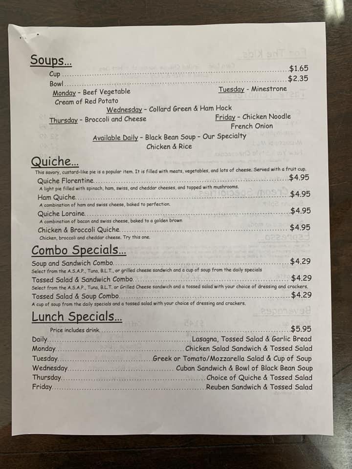 Menu at Gazebo Coffee Shoppe & Deli cafe, Marianna