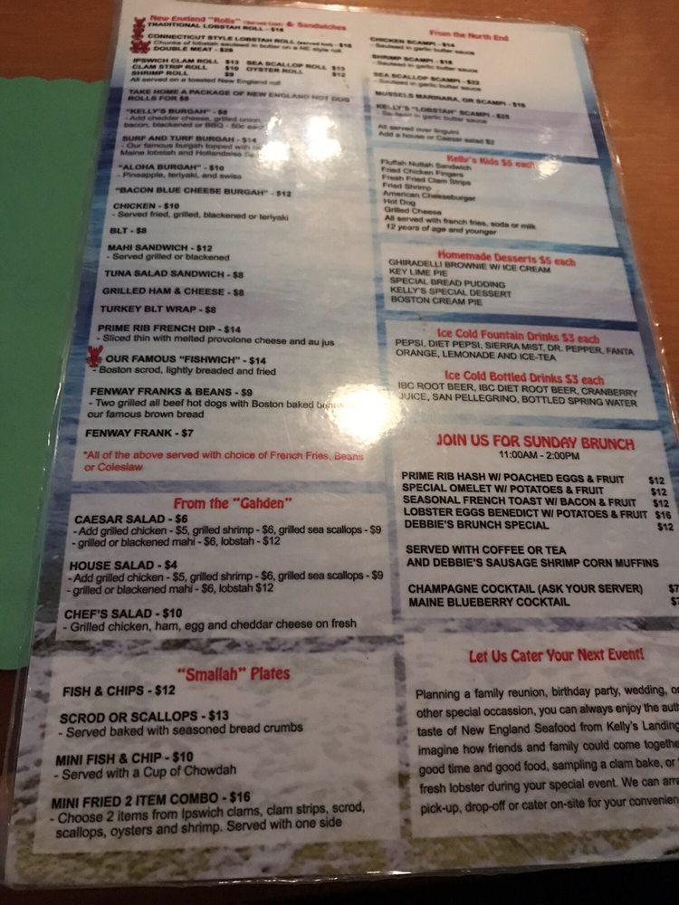 Menu at Kelly's Landing New England Seafood pub & bar, Fort Lauderdale ...