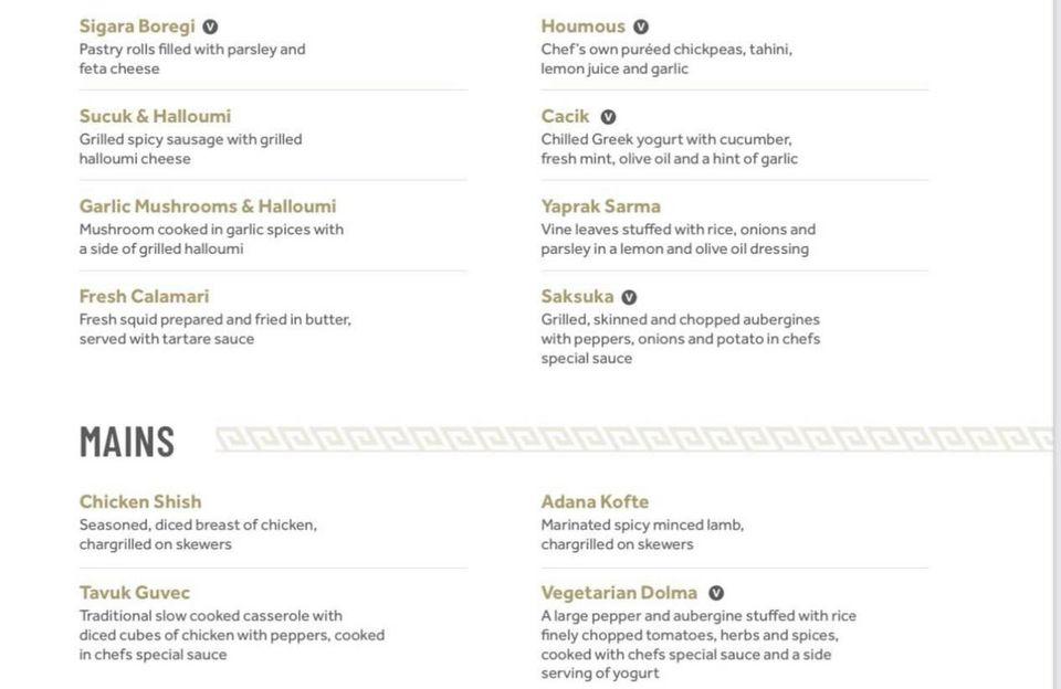 Menu at Ottoman kitchen Woburn sands restaurant, Woburn Sands