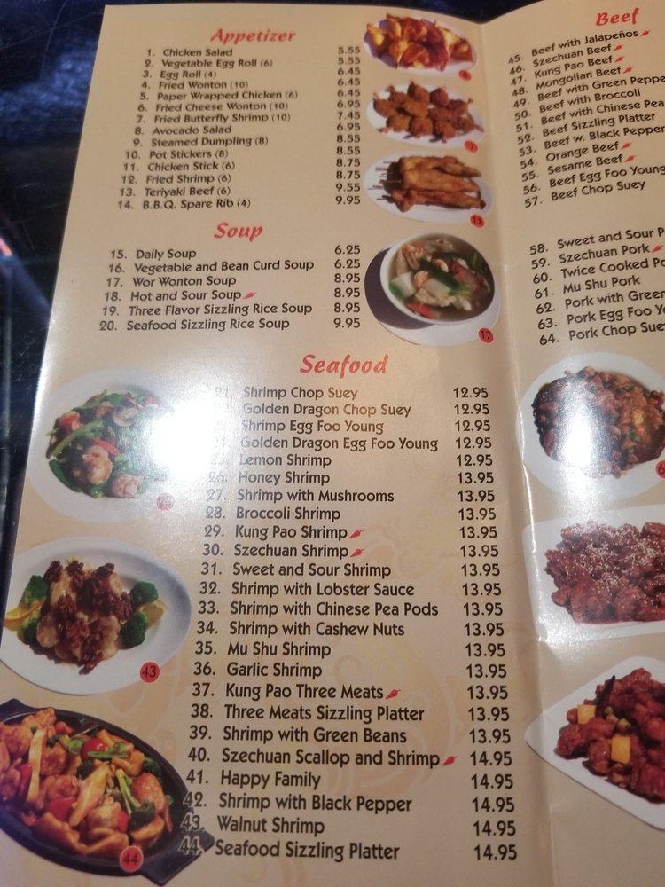 Menu at Golden Dragon restaurant, Ridgecrest