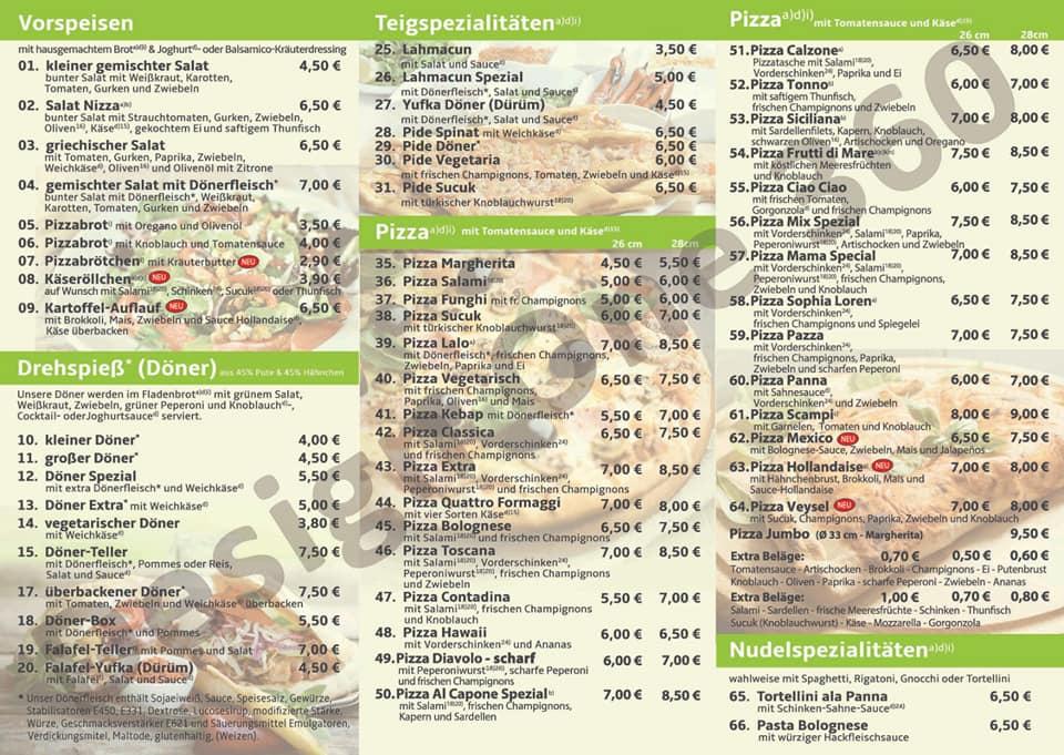 Speisekarte Von Lalo Pizzeria & Kebabhaus, Langenlonsheim