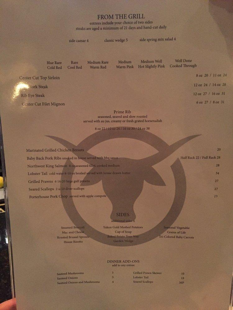 Menu at Yakima Steak Company steakhouse, Yakima