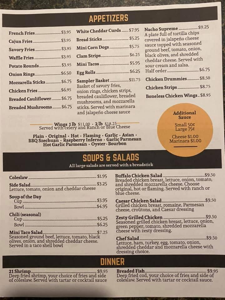 Menu at BG's Bar & Grill, Mountain Iron