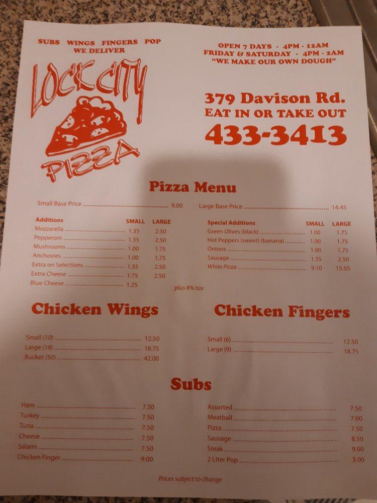 Menu at Lock City Pizza pizzeria, Lockport
