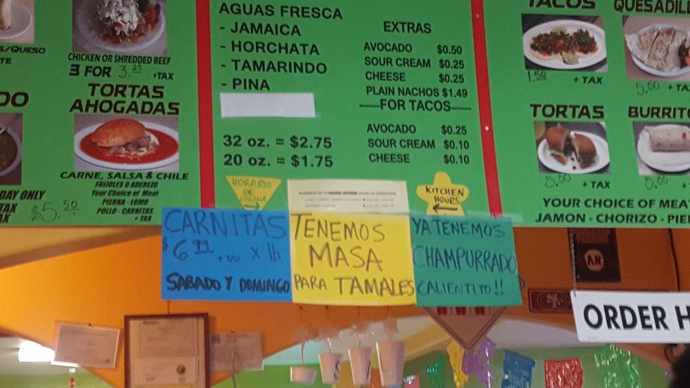 Menu at Panaderia Guadalajara Merced restaurant, Merced, W 18th St