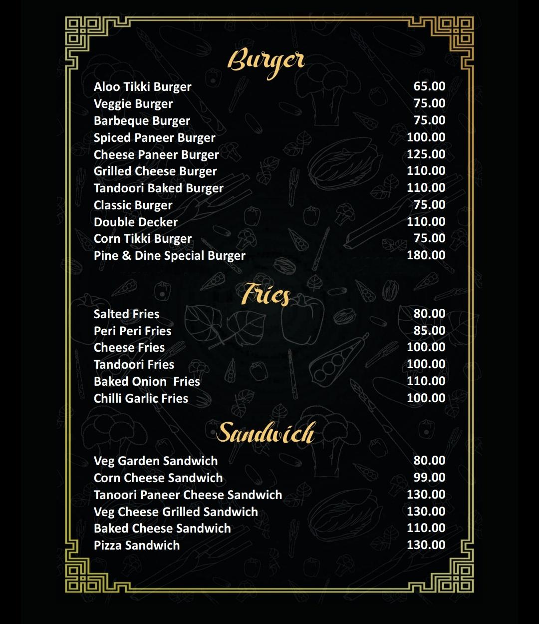 Menu at Pine & Dine Rooftop Cafe and lounge, Mathura