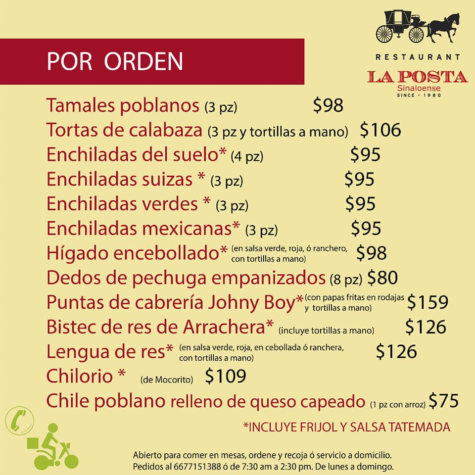 Menu at Restaurante La Posta, Culiacán, Calle Constitución 32