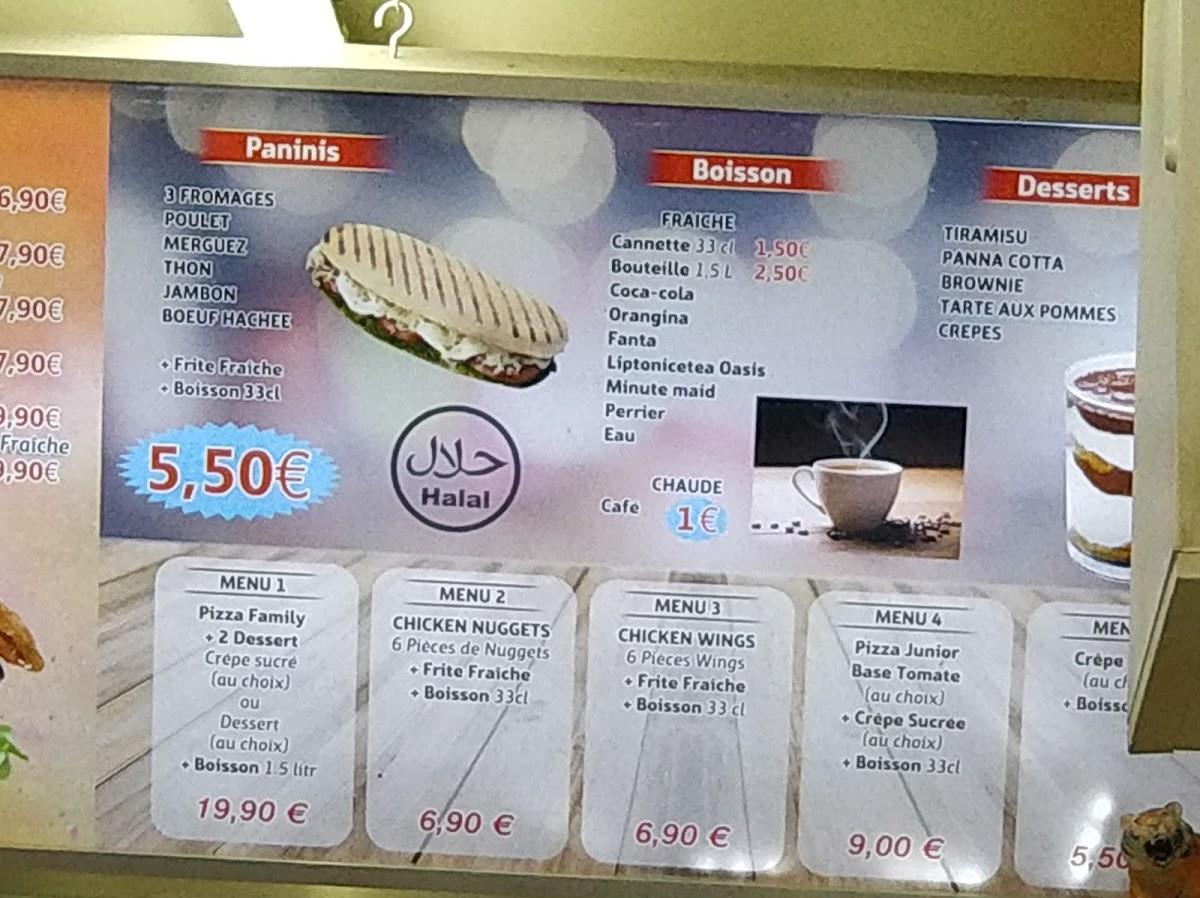 Menu at Pizza Zara restaurant, Drancy