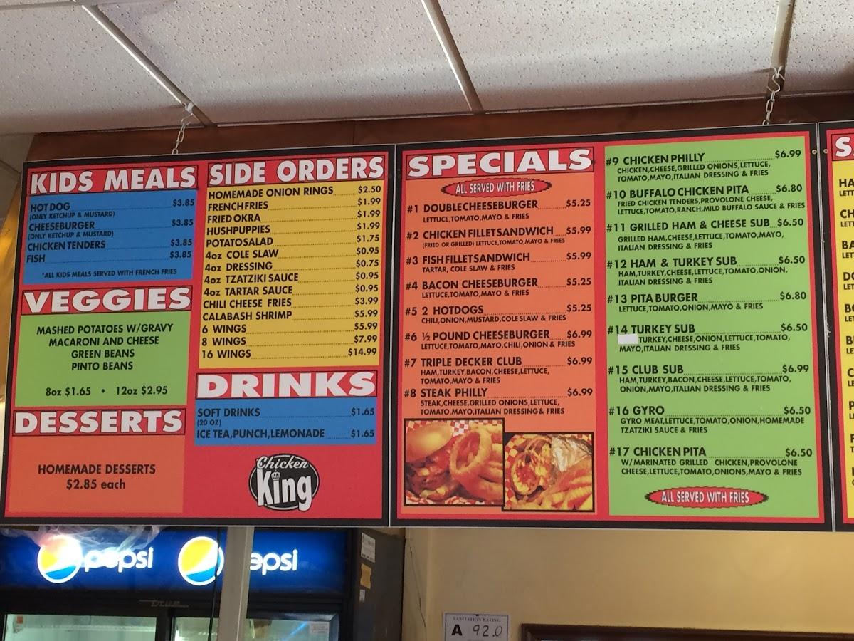 Menu at Chicken King fast food, Charlotte, W Sugar Creek Rd A