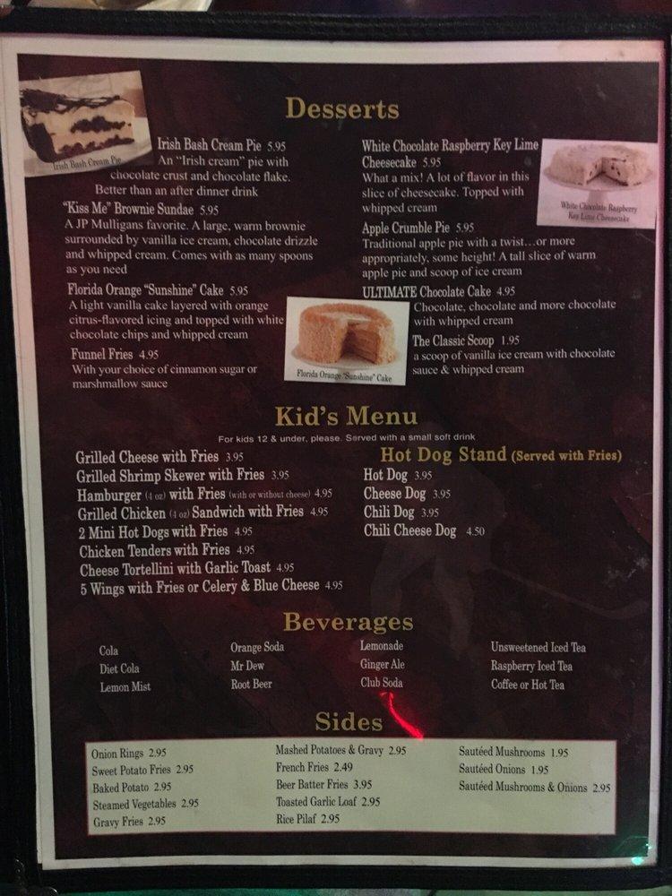 Menu at JP Mulligans pub & bar, Pembroke Pines