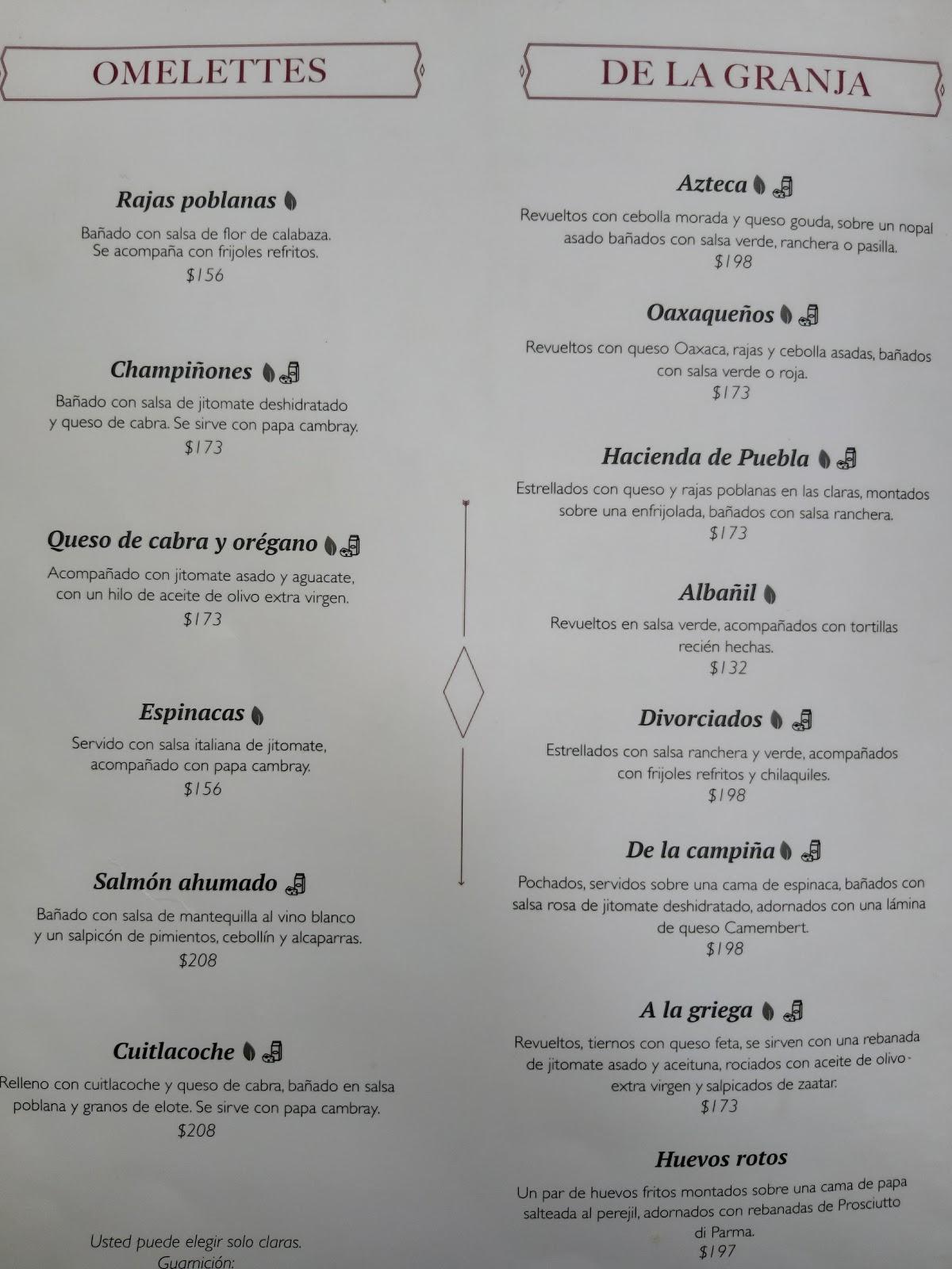 Menu at Saks Polanco restaurant, Ciudad López Mateos, Campos Eliseos