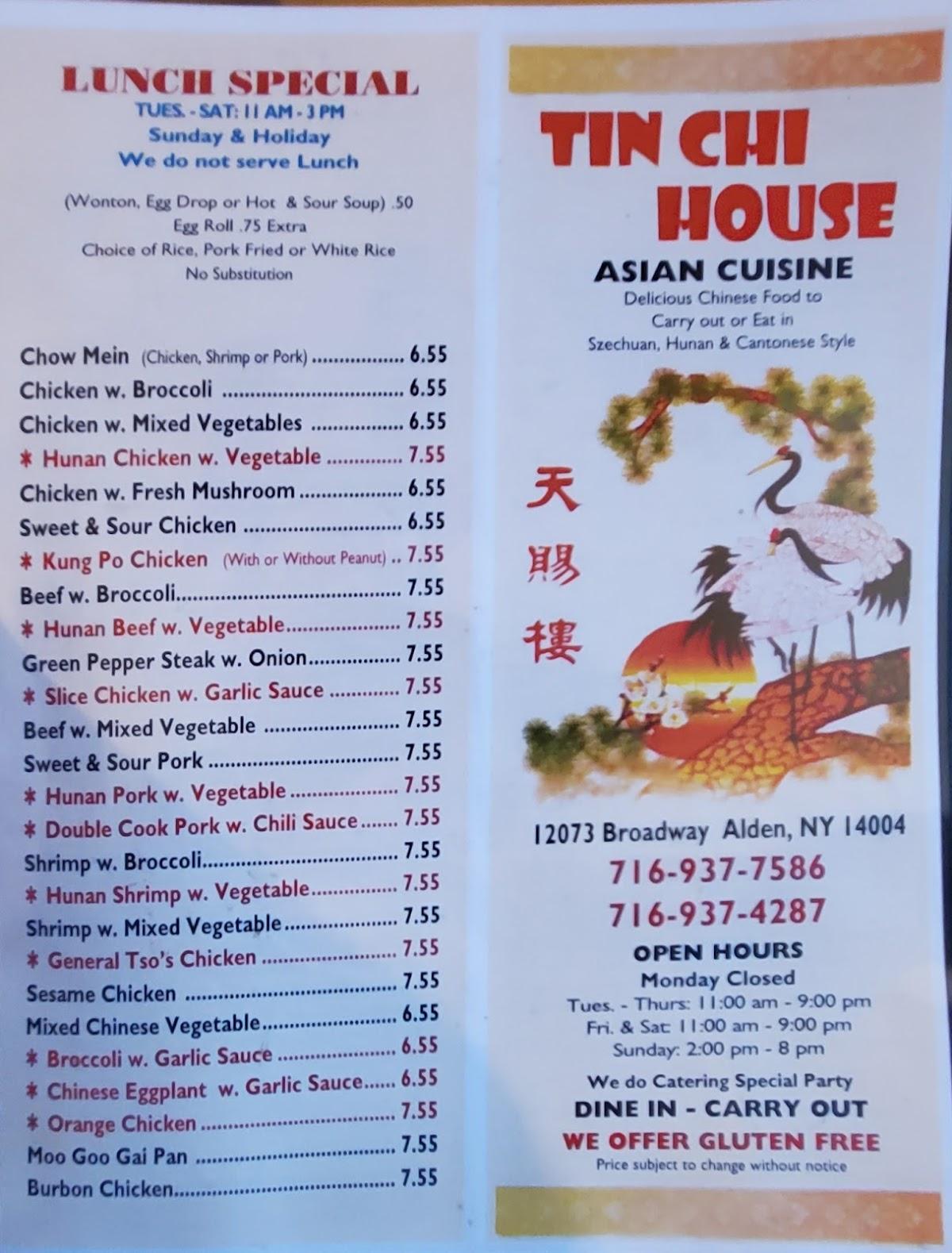 Menu at TINCHI HOUSE INC restaurant, Alden