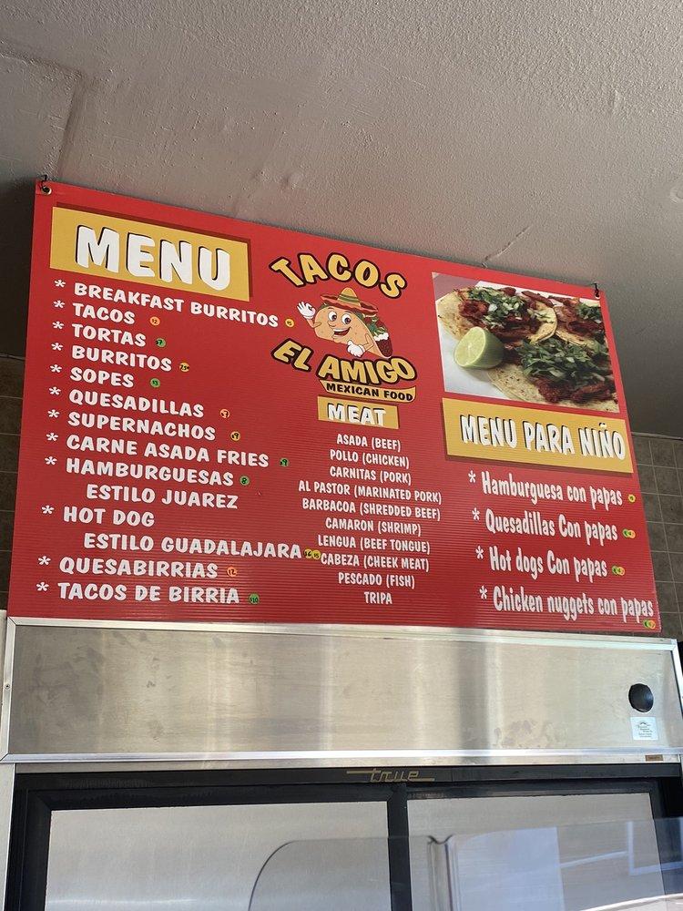 Menu at Tacos El Amigo restaurant, Colorado Springs, E Boulder St