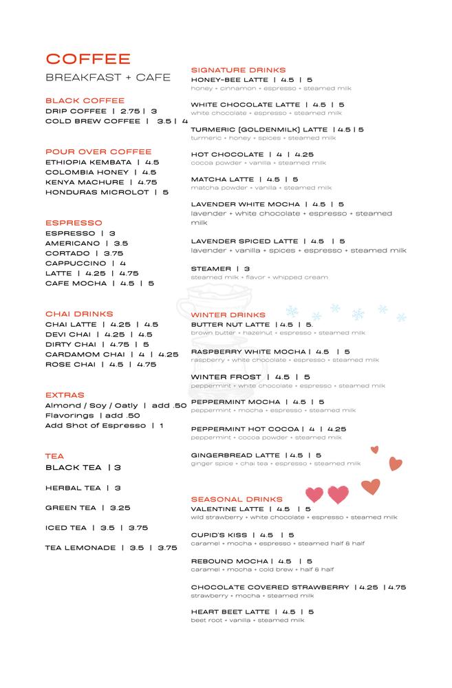 Menu at Halo Roasters cafe, Springfield Township