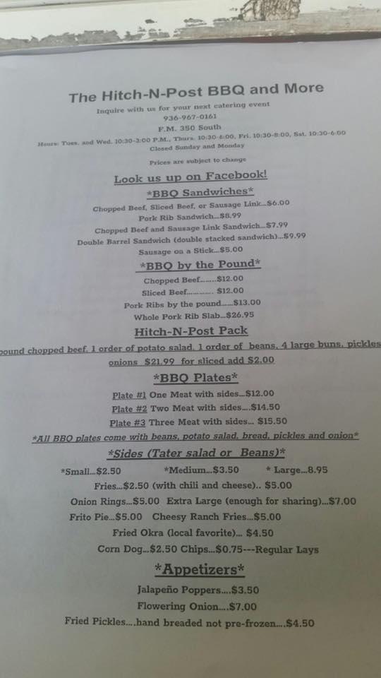 Menu at Hitch N Post Cafe, Livingston