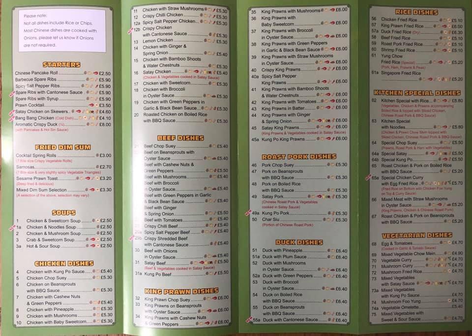 Menu at Chinese Kitchen fast food, Saint Austell, 80 Daniels Ln