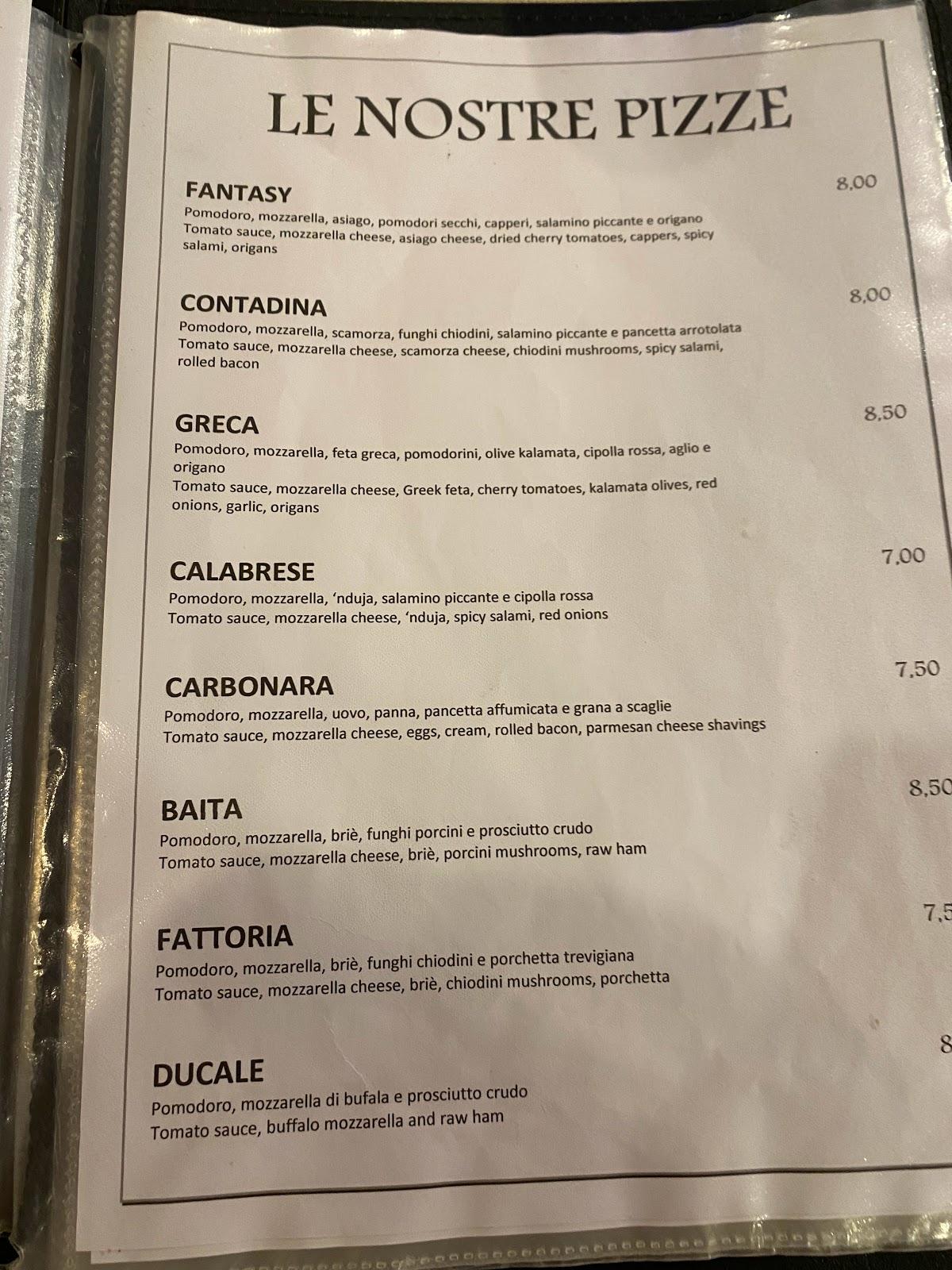 Speisekarte von Pizzeria Vesuvio, Vicenza