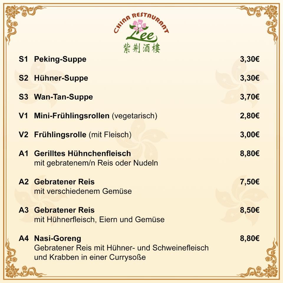 Speisekarte Von China Restaurant Lee Pulheim